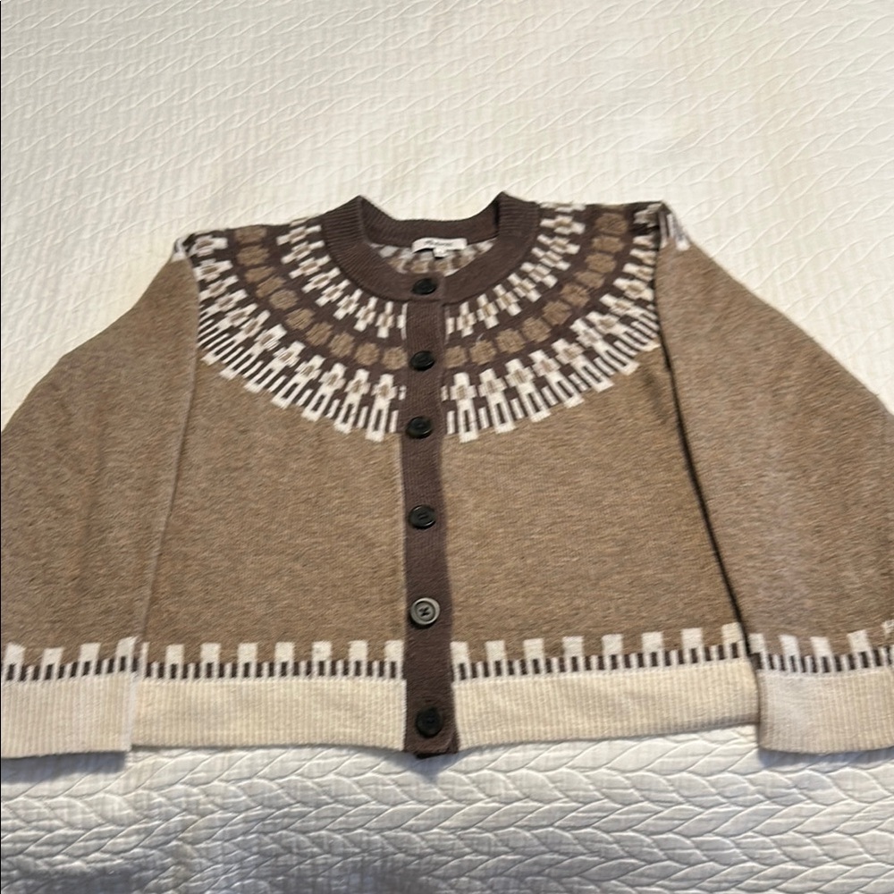 Madewell Women's Brown & Cream Fair Isle Sweater